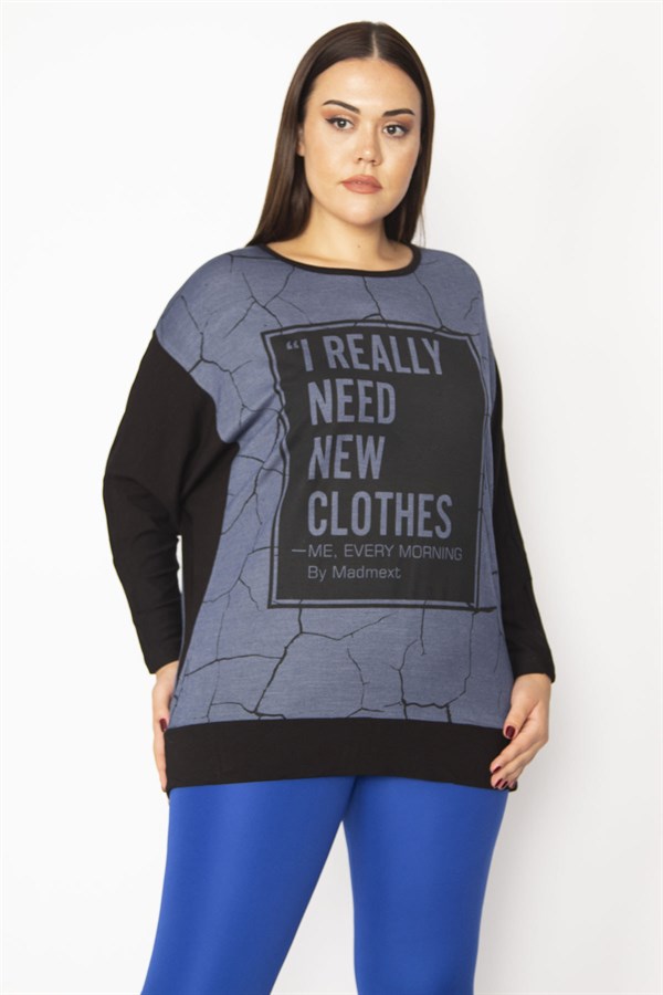 Kadın Siyah Yarasa Kol Ön Detaylı Tunik 65N29491