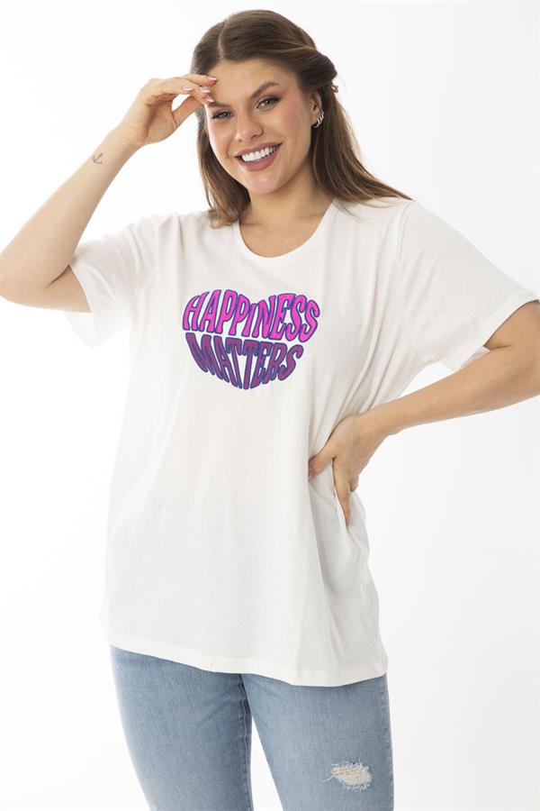 Kadın Büyük Beden Beyaz Pamuklu Kumaş Nakışlı Bluz 65N37099