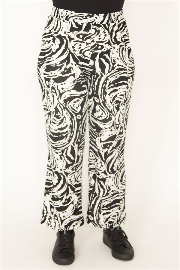 Kadın Kemik Yarım Astarlı Beli Lastikli Pantolon 65N32715