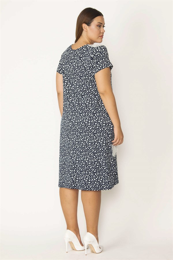 Kadın Lacivert Dantel Detaylı Viskon Elbise 65N28958