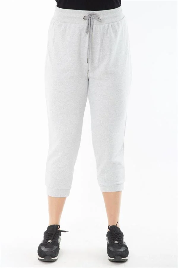 Kadın Büyük Beden Gri Kuşgözü Bağcıklı Eşofman Alt 65N37317