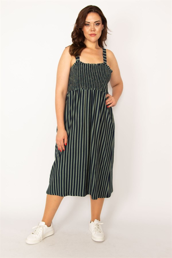 Kadın Haki  Göğüs Kısmı Gipe Lastikli Askılı Elbise 65N33482