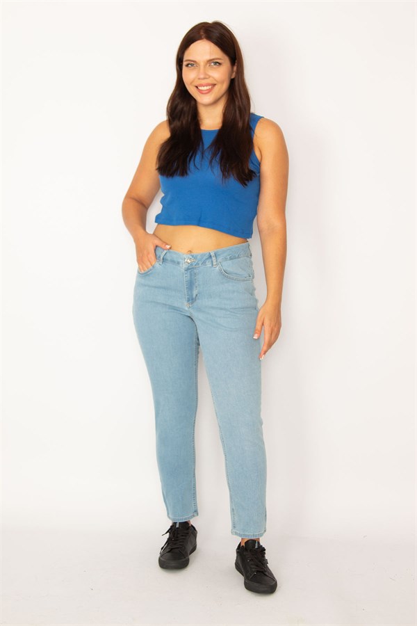 Kadın Mavi Likralı 5 Cep Kot Pantolon 65N34242