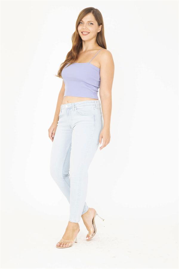 Kadın Büyük Beden Mavi 5 Cepli Kot Pantolon 65N36977