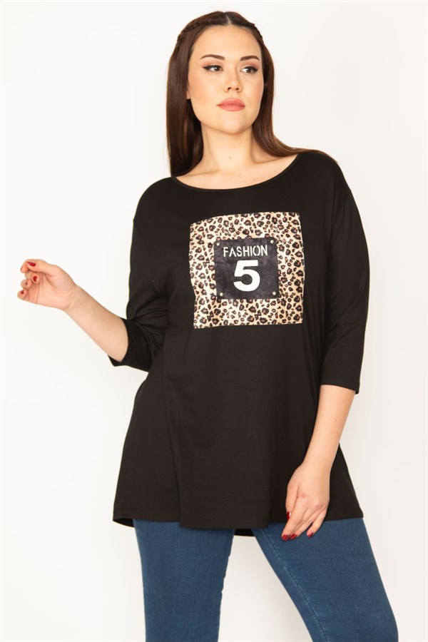 KADIN SİYAH ÖN DETAYLI KAPRİ KOLLU BLUZ