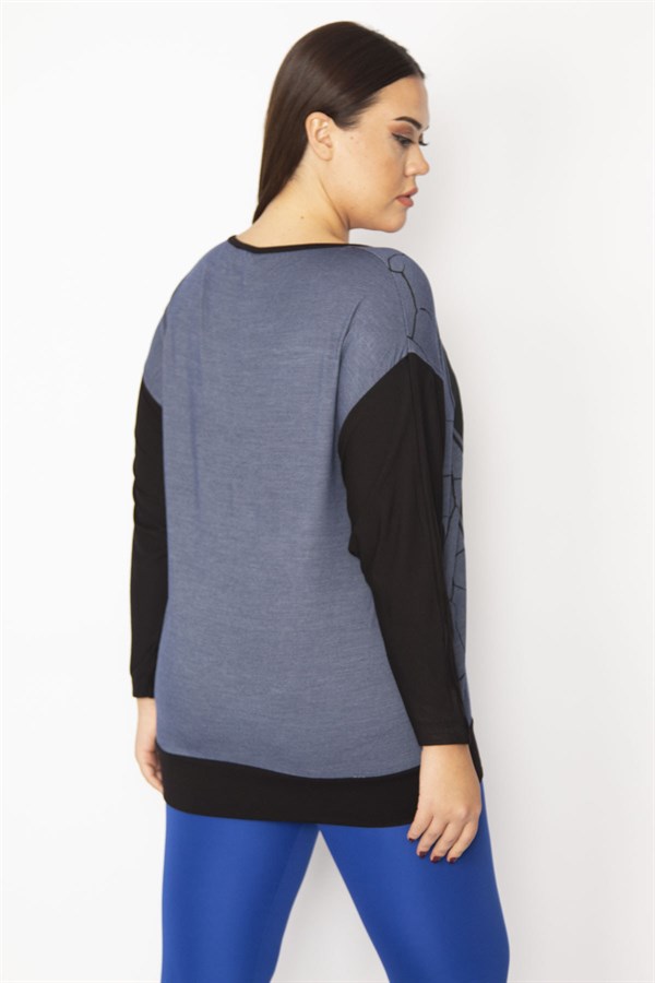 Kadın Siyah Yarasa Kol Ön Detaylı Tunik 65N29491