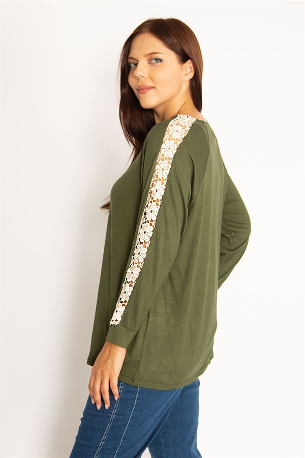 Kadın Bordo Dantel Detaylı Bluz 65N34646