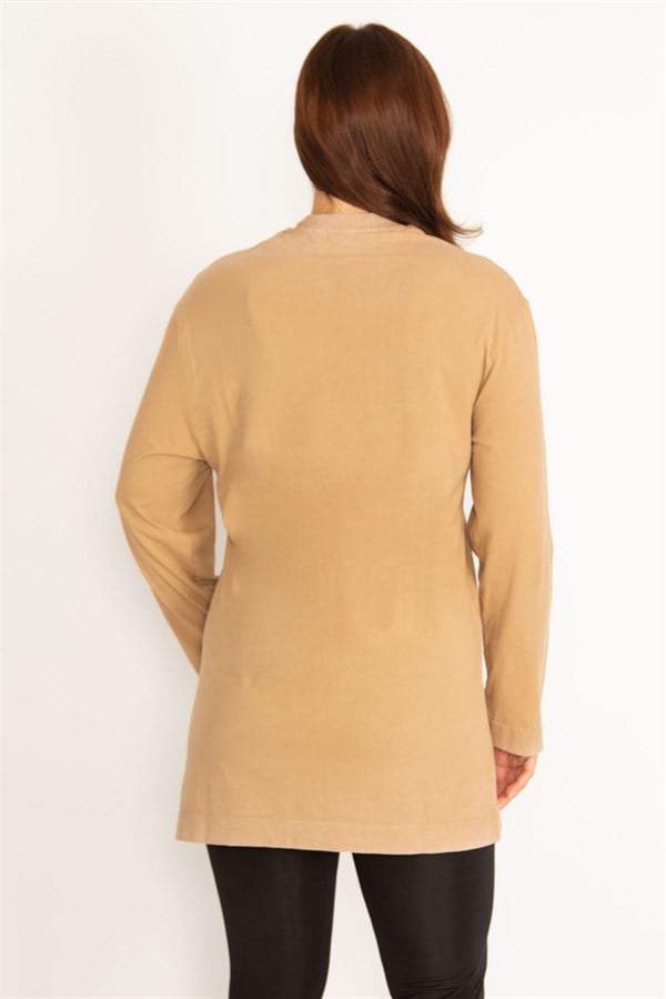 Kadın Camel Ön Baskılı Sweatshirt 65N34771