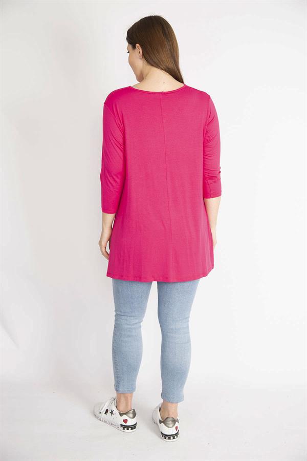Kadın Fujya Büyük Beden V Yakalı Kapri Kol Tunik
