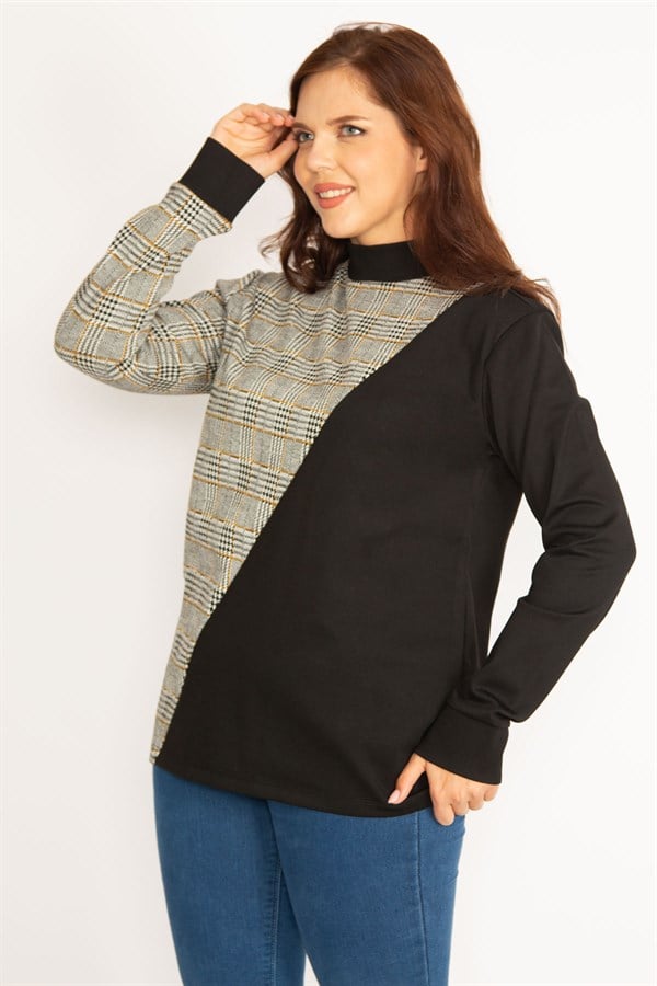 Women's Gray Plaid Sweatshirt 65N34755