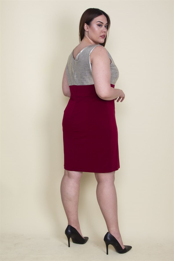 Kadın Gümüş Üst Kısmı Lame Ön Detaylı Abiye Elbise 65N26126