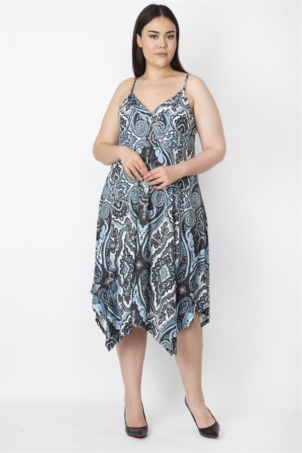 Kadın Nar İp Askılı Asimetrik Elbise 65N26736