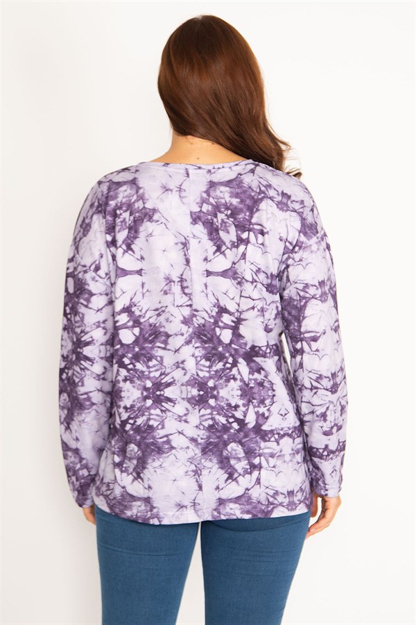Women's Purple Tie Dye Printed Sweatshirt 65N34770