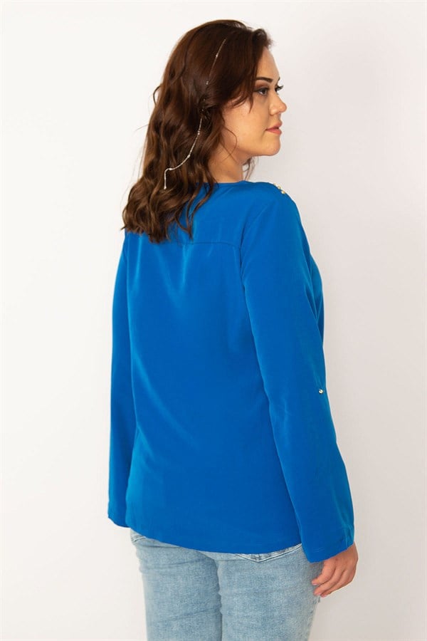 KADIN SAKS OMUZ DETAYLI BLUZ