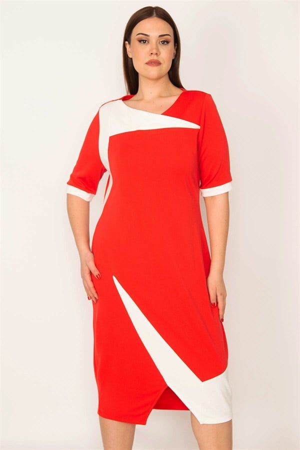 KADIN RENK KOMBİNLİ ELBİSE