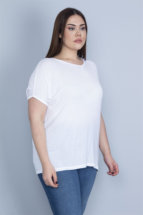 Kadın Kemik İnce Viskon Kumaş V Yakalı Düşük Kol Bluz 65N23663