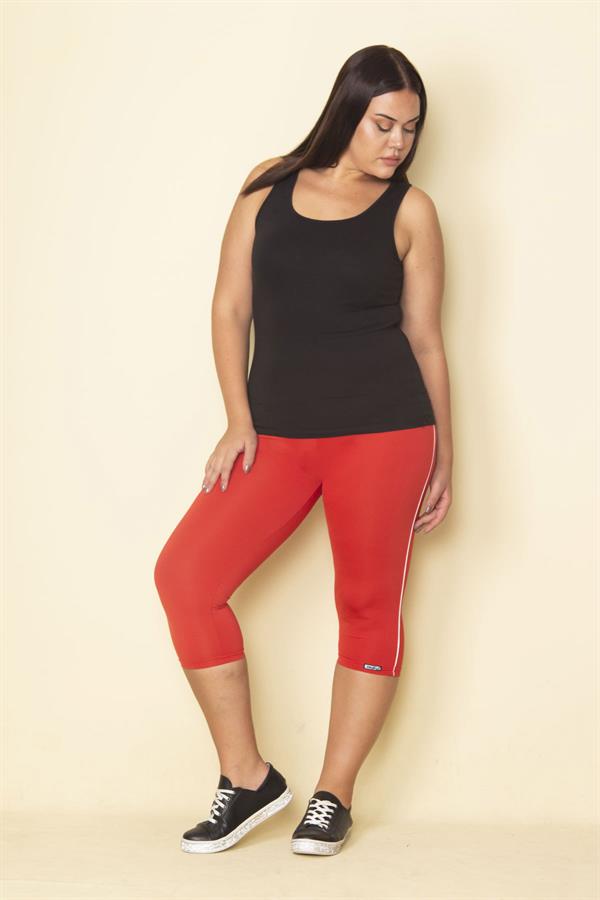 Kadın Kırmızı Yan Şeritli Likralı Jarse Tayt Pantolon 65N28659