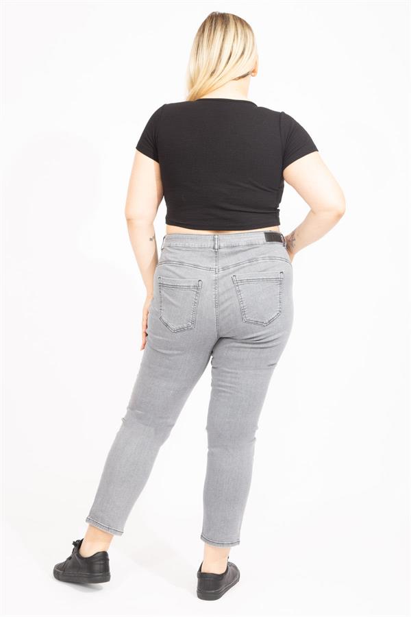 Kadın Gri Likralı 5 Cep Kot Pantolon 65N35551