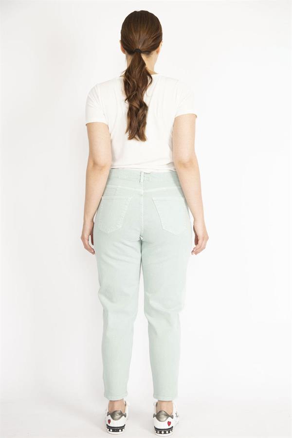 Kadın Su Yeşili Büyük Beden 5 Cepli Kot Pantolon