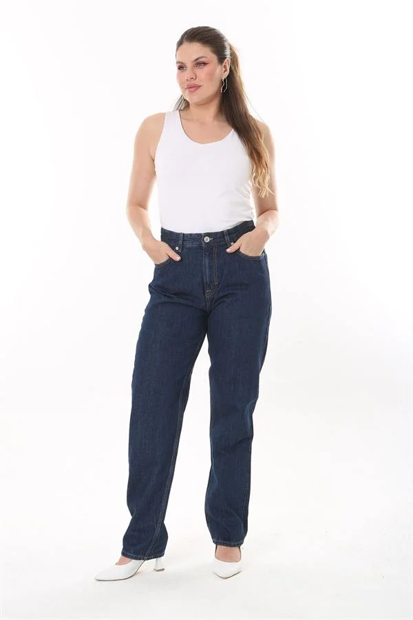 Kadın Büyük Beden Lacivert 5 Cepli Kot Pantolon 65N37848