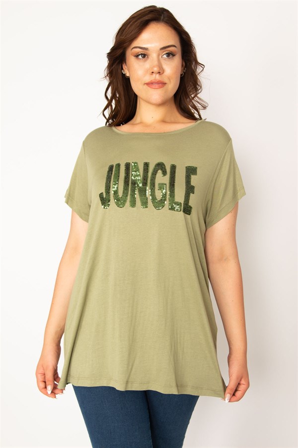 Kadın Haki Önü Pul Payet Detaylı Bluz 65N33918