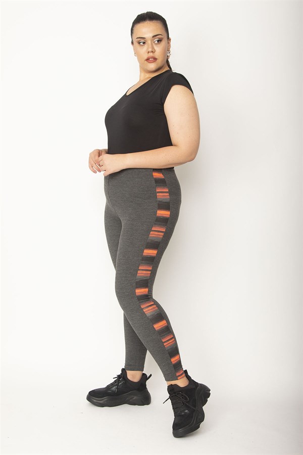 Kadın Gri Yan Detaylı Spor Tayt  65N26996