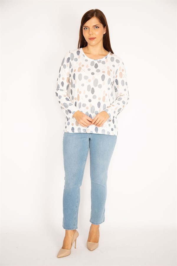 Kadın Kemik Triko Dokuma Desenli Bluz 65N34920