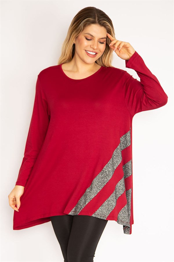 Kadın Bordo Sim Detaylı Tunik 65N35186