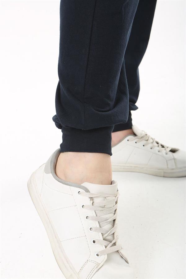 Kadın Büyük Beden Lacivert Paçası Ribanalı Eşofman Alt 65N37488