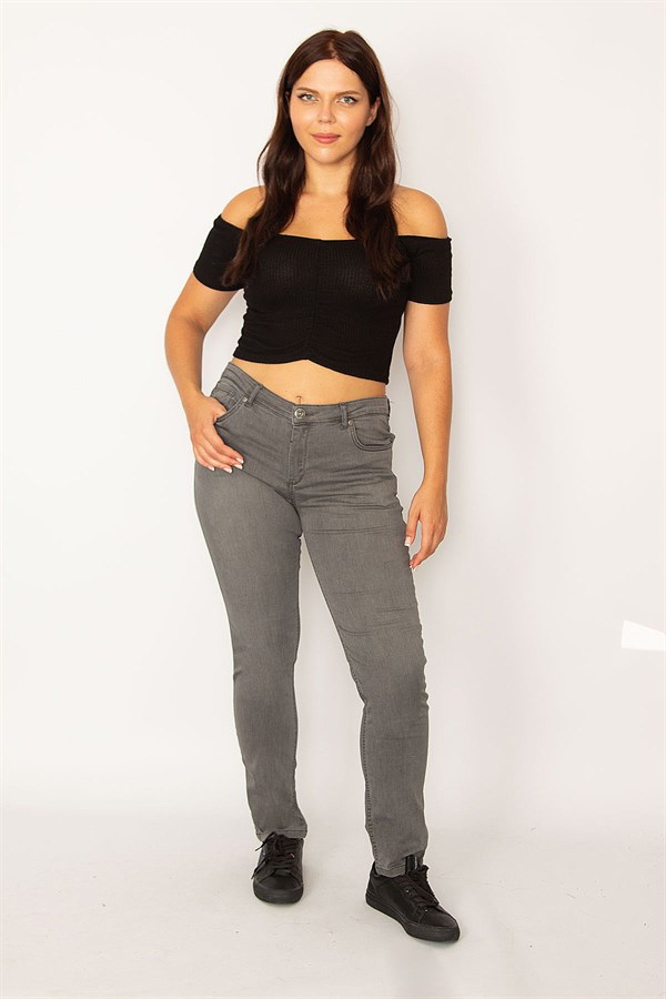 Kadın Gri 5 Cepli Skınny Kot Pantolon 65N34149