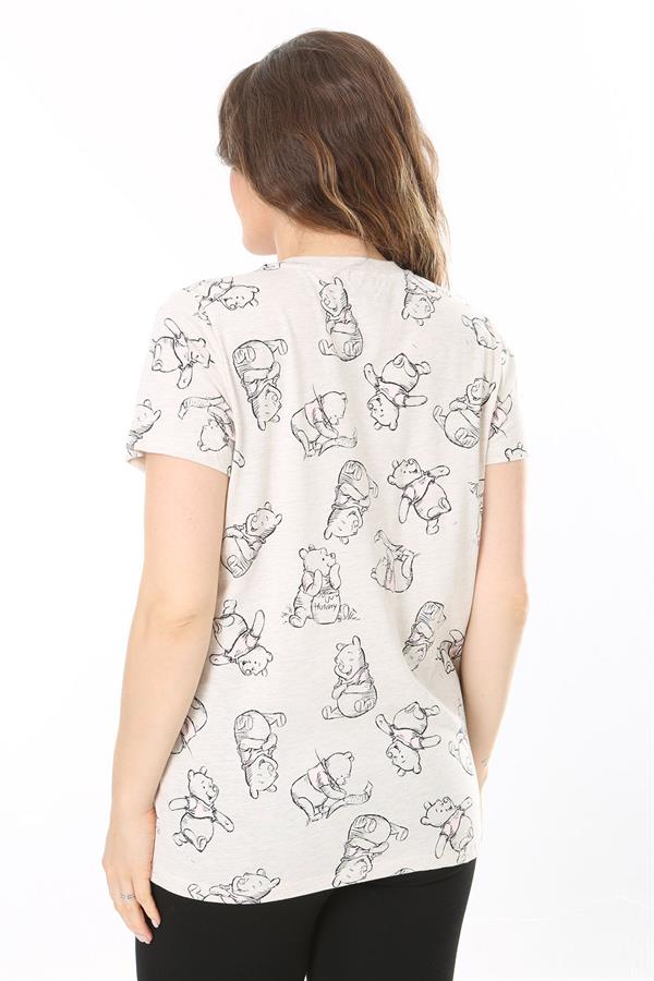 Kadın Büyük Beden Renkli Pamuklu Kumaş Kısa Kollu Baskılı Bluz 65N38035