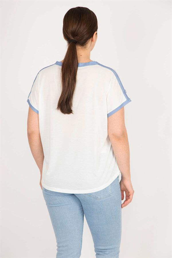 Kadın Kemik Büyük Beden V Yakalı Düşül Kol Bluz