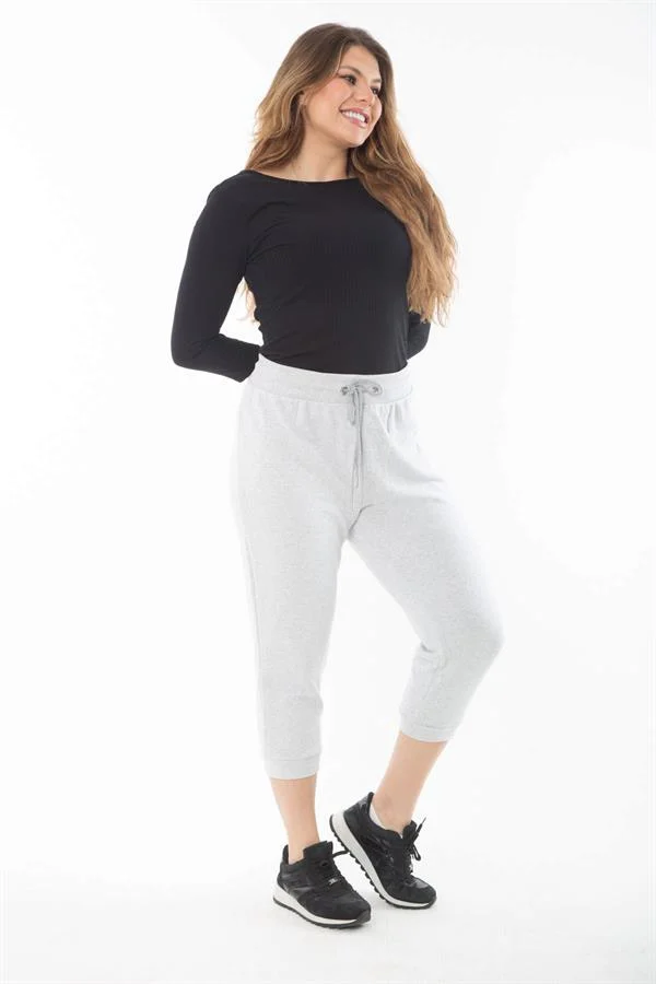 Kadın Büyük Beden Gri Kuşgözü Bağcıklı Eşofman Alt 65N37317