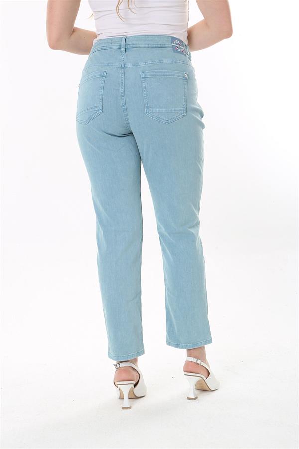 Kadın Büyük Beden Yeşil Likralı Gabardin Kumaş 5 Cepli Pantolon 65N37750