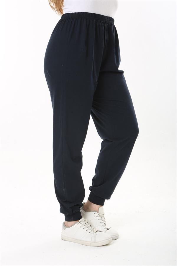 Kadın Büyük Beden Lacivert Paçası Ribanalı Eşofman Alt 65N37488