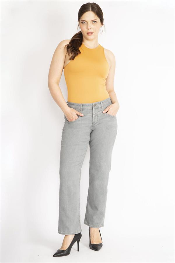 Kadın Gri Büyük Beden 5 Cepli Kot Pantolon