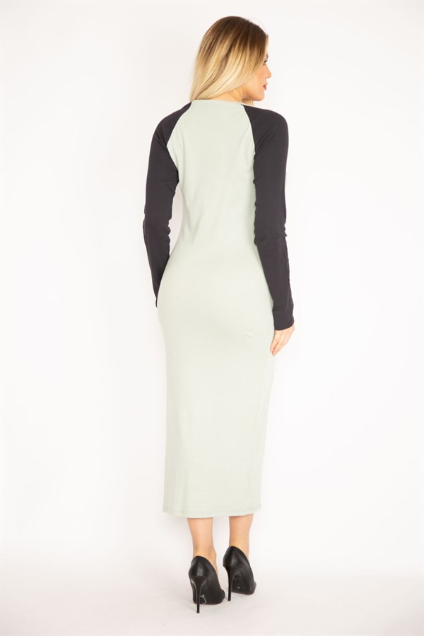 Kadın Yeşil Kol Detaylı Uzun Elbise 85N7277