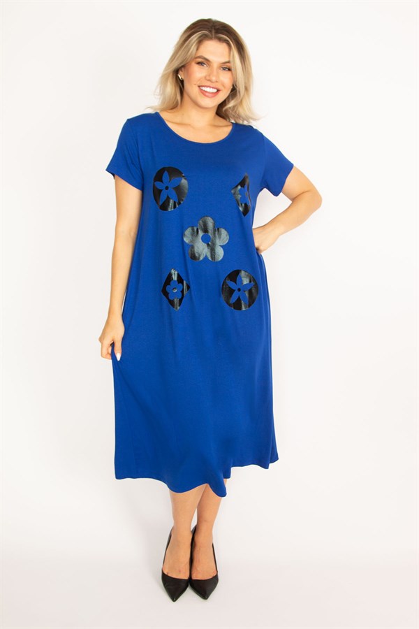 Kadın Mürdüm Suni Deri Garnili Elbise 65N34504