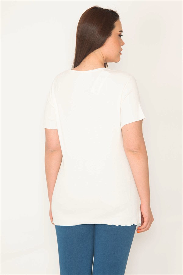 KADIN KEMİK V YAKALI LİKRALI BLUZ