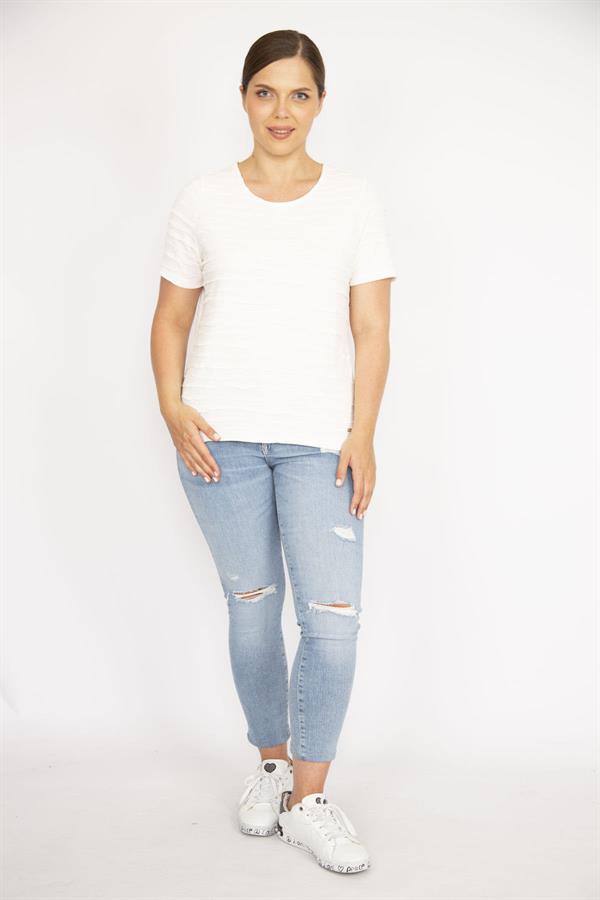 Kadın Kemik Büyük Beden Gofreli Bluz