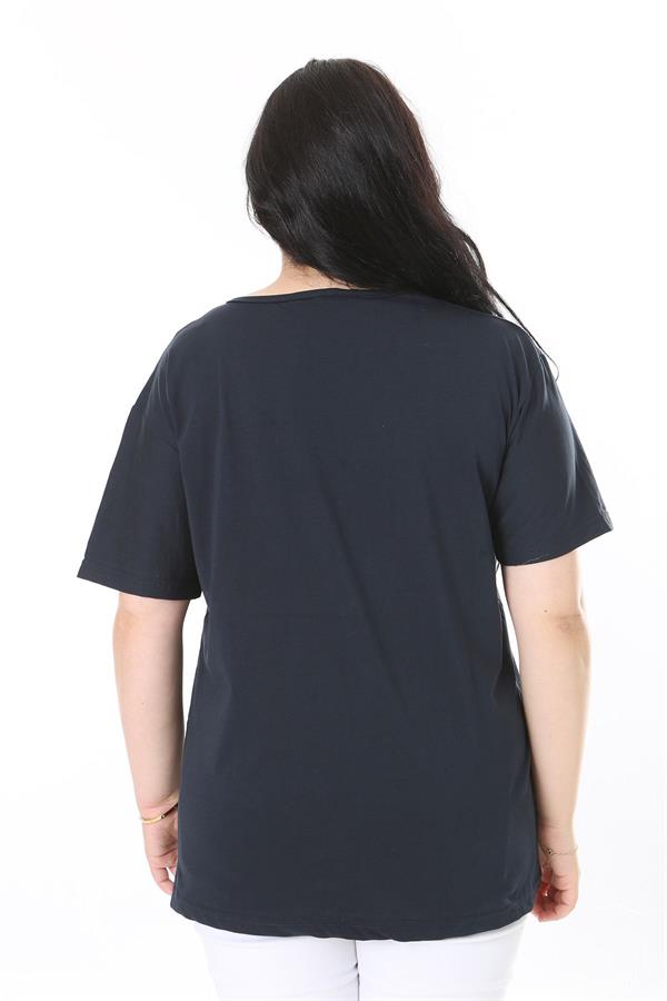 Kadın Büyük Beden Gül Kurusu Bisiklet Yakalı Kısa Kollu Bluz 65N38006