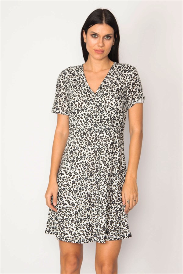 KADIN RENKLİ ANVELOP YAKALI ASTARLI ELBİSE