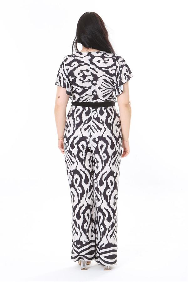 Kadın Büyük Beden Renkli Anvelop Yakalı Tulum 65N37953