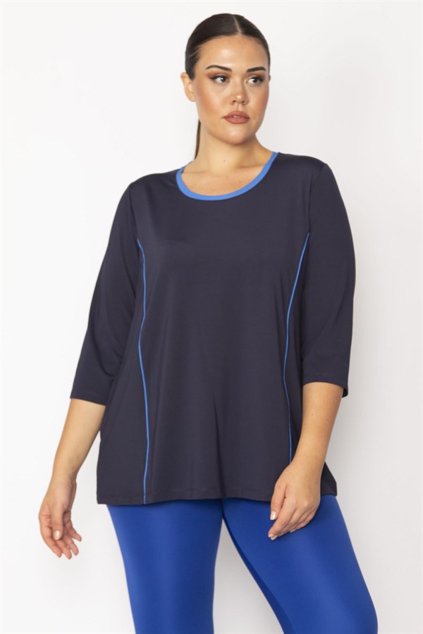 Kadın Lacivert Biye Ve Kup Detaylı Tunik 65N29275