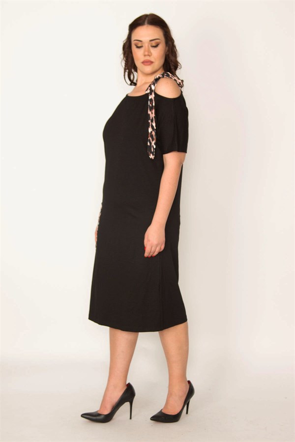 KADIN SİYAH ASKI VE CEP DETAYLI ELBİSE