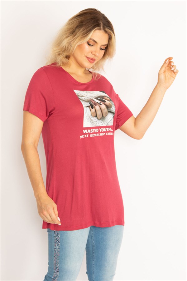 Kadın Gül Kurusu Dijital Baskılı Bluz 65N34685