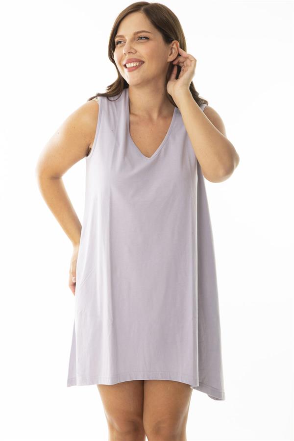 Kadın Büyük Beden Somon V Yakalı Uzun Kolsuz Bluz 65N36920