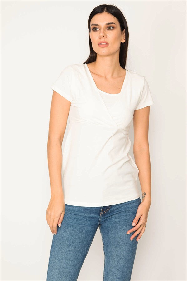 KADIN KEMİK YAKA KAPATMA PARÇALI ANVELOP BLUZ