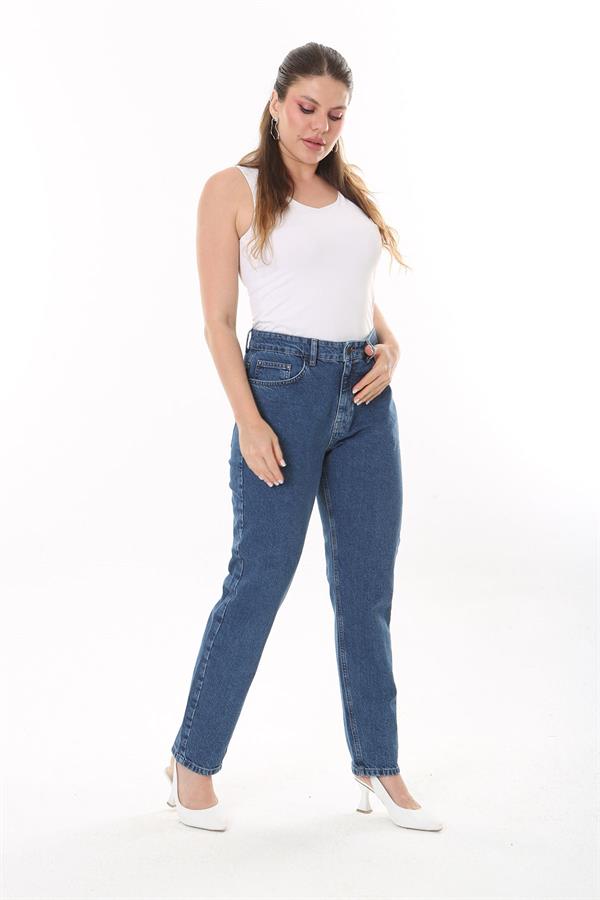 Kadın Büyük Beden Lacivert 5  Cepli Kot Pantolon 65N37731