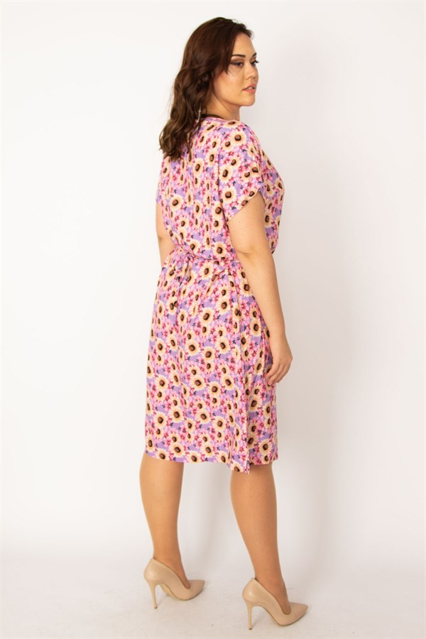 Kadın Bebe Mavisi Dokuma Viskon Kumaş Ön Pat Düğmeli Beli Kuşaklı Elbise 65N33614